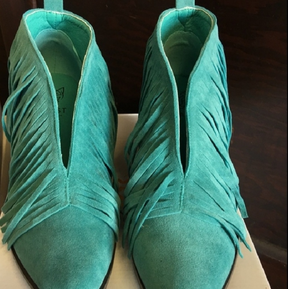 Turquoise Fringe booties